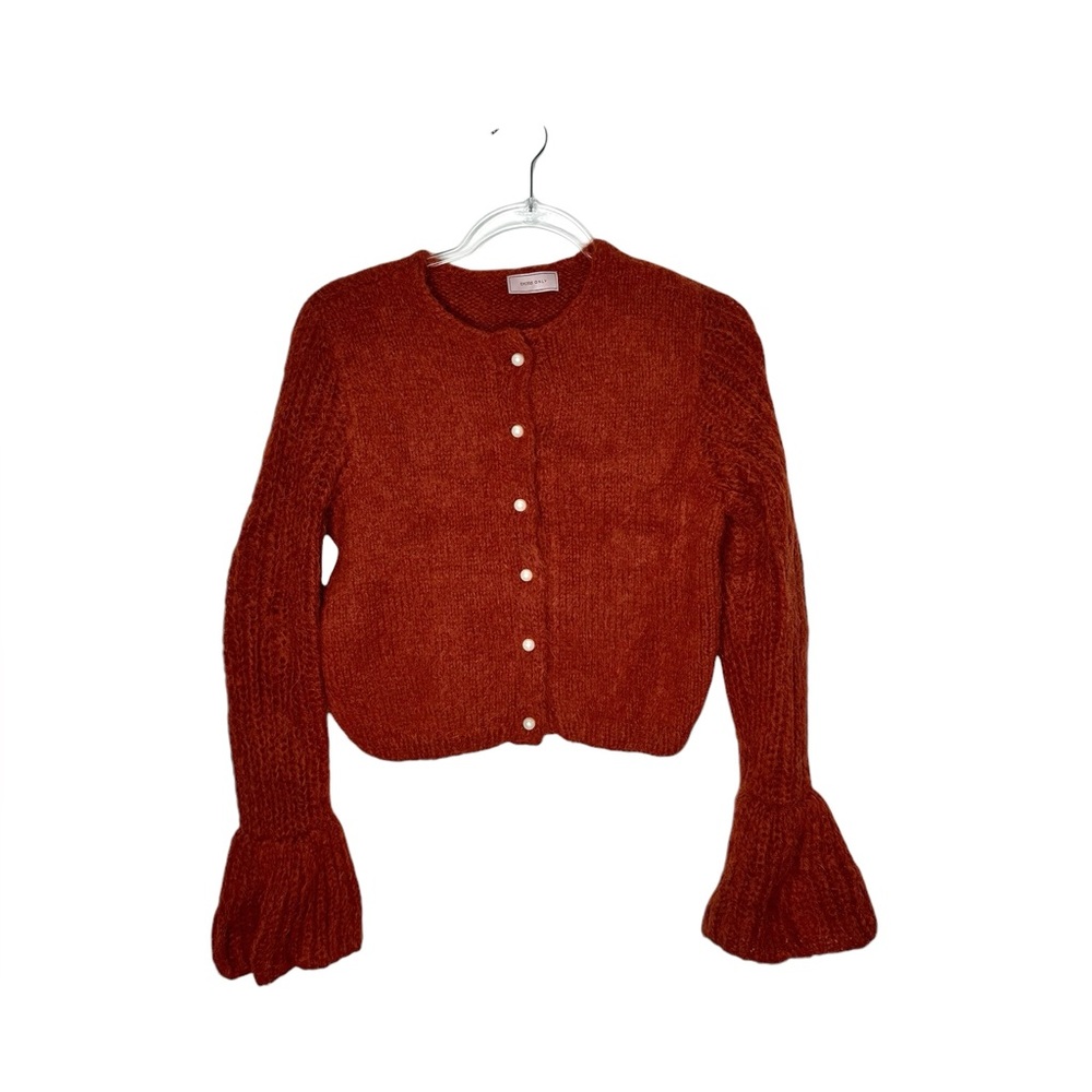 EXCESS ONLY | Sustainable Handmade Mohair Angora Bell Sleeve Cropped Cardigan - Picture 3 of 9